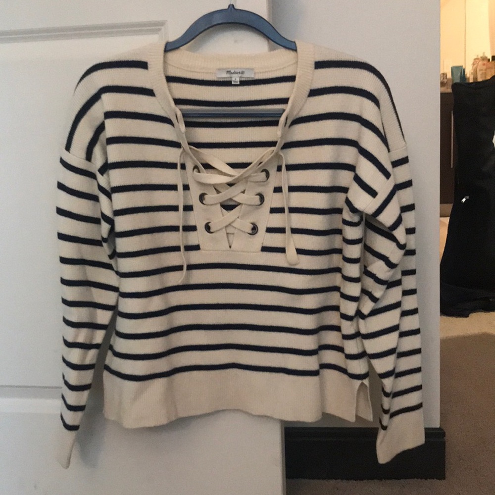 Cropped lace-up Madewell sweater - Picture 1 of 2